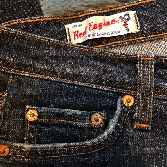 Red Engine Cropped Jeans Size 28 - Picture 6 of 14